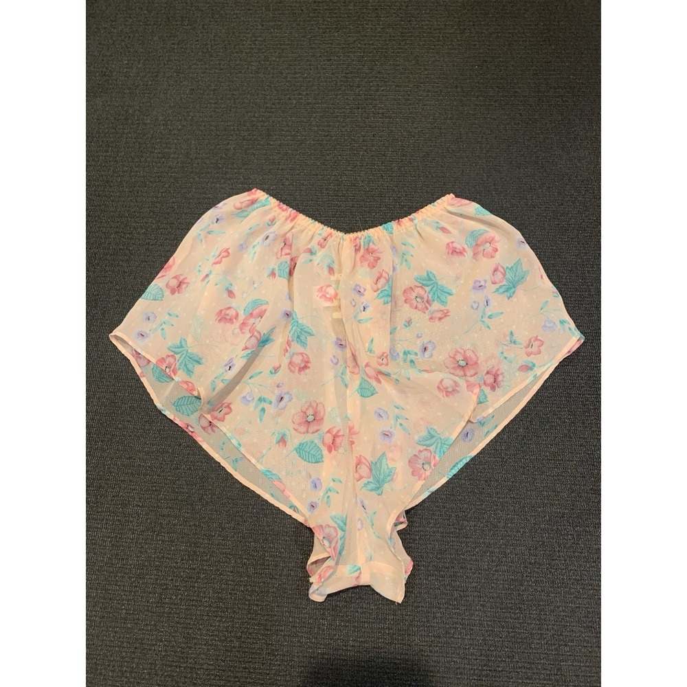 Vintage Victorias Secret Tap Panty Size Medium Pink Floral Georgette Relaxed Fit